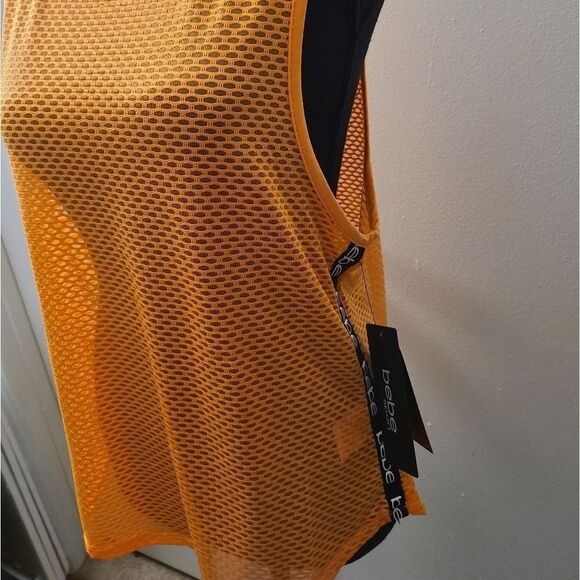 Bebe Sport Mesh Tank W Contrast Trim Orange Medium - Picture 4 of 5